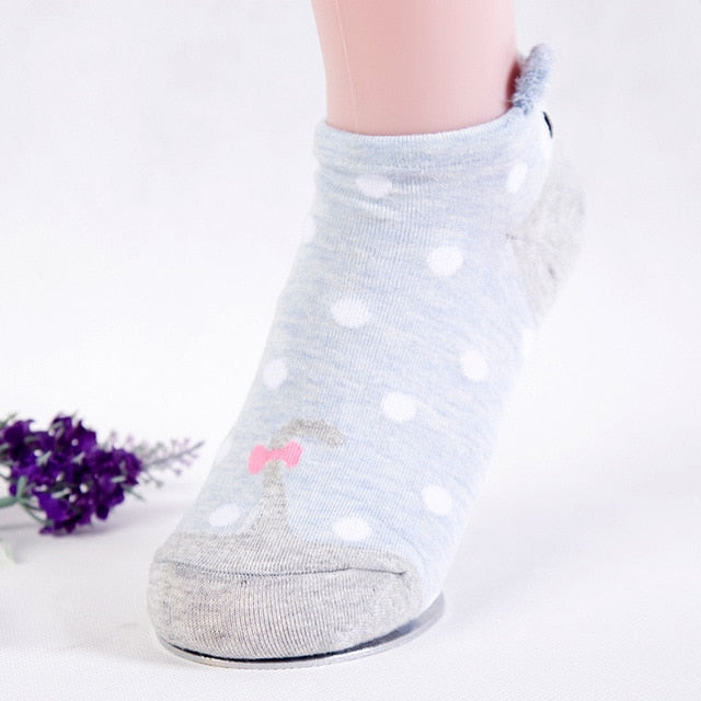 Cute Animal Cotton Socks Female Kawaii Cat With Dog Summer Short Socks Slippers Women Casual Soft Funny Boat Socks