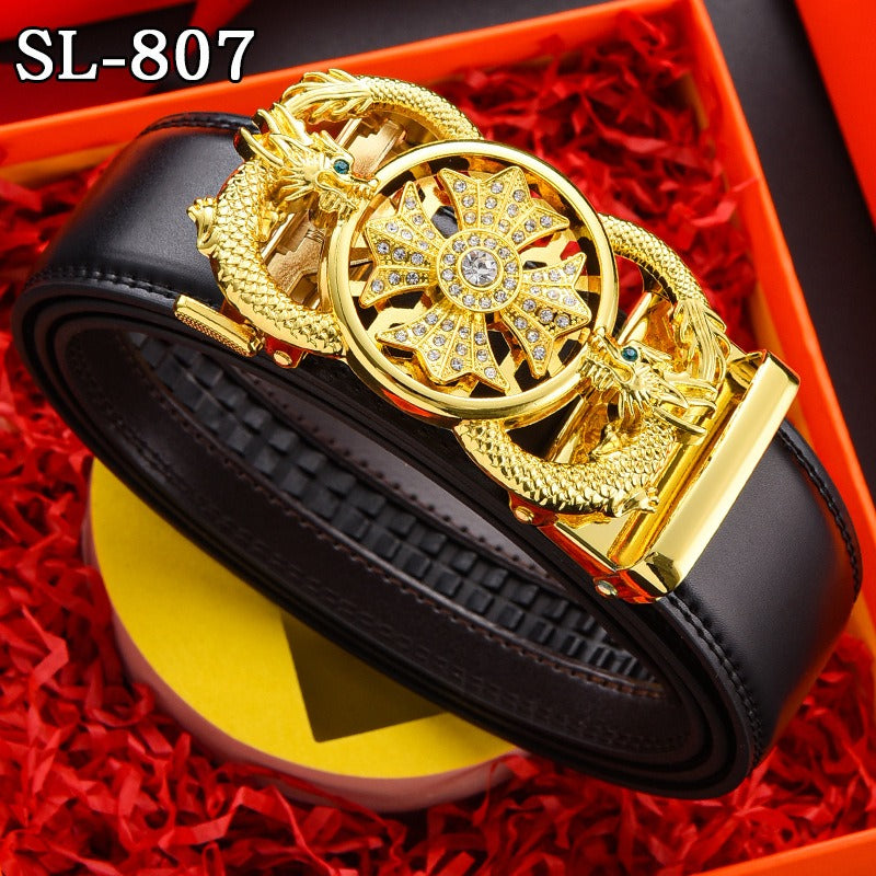 Timeless Running Belt Men's Genuine Leather Automatic Belt Trendy Simple Belt