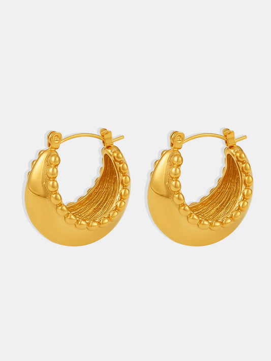 Small Bead Double C Earrings Titanium Steel Gold Plated Commuter Exquisite Versatile Earrings