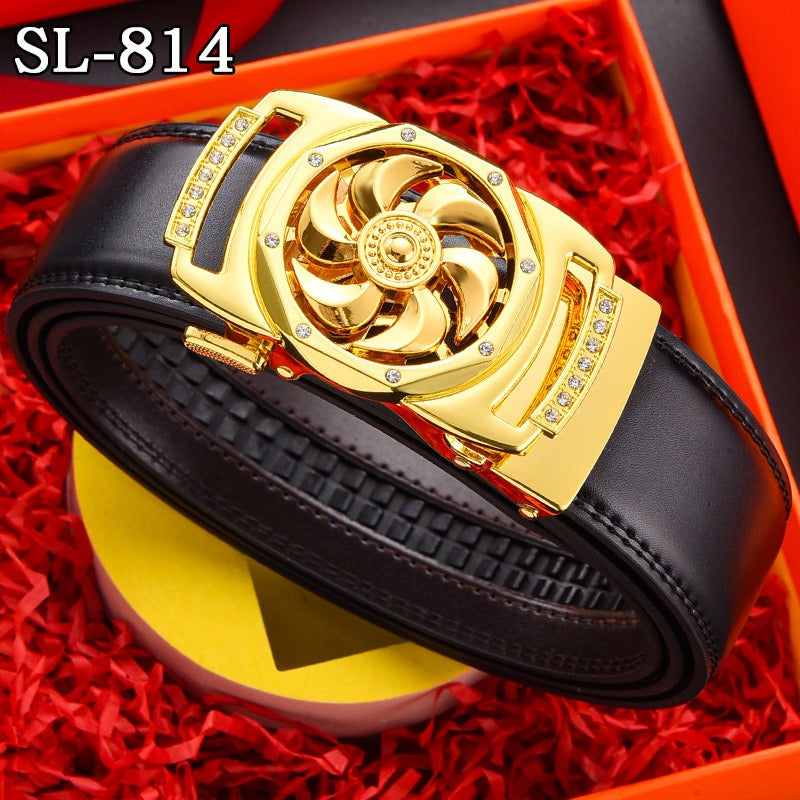 Timeless Running Belt Men's Genuine Leather Automatic Belt Trendy Simple Belt
