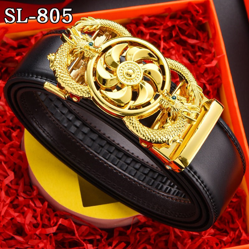 Timeless Running Belt Men's Genuine Leather Automatic Belt Trendy Simple Belt