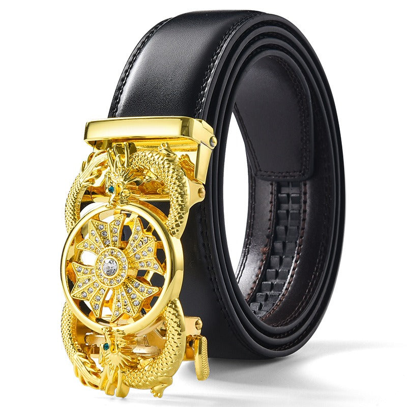 Timeless Running Belt Men's Genuine Leather Automatic Belt Trendy Simple Belt